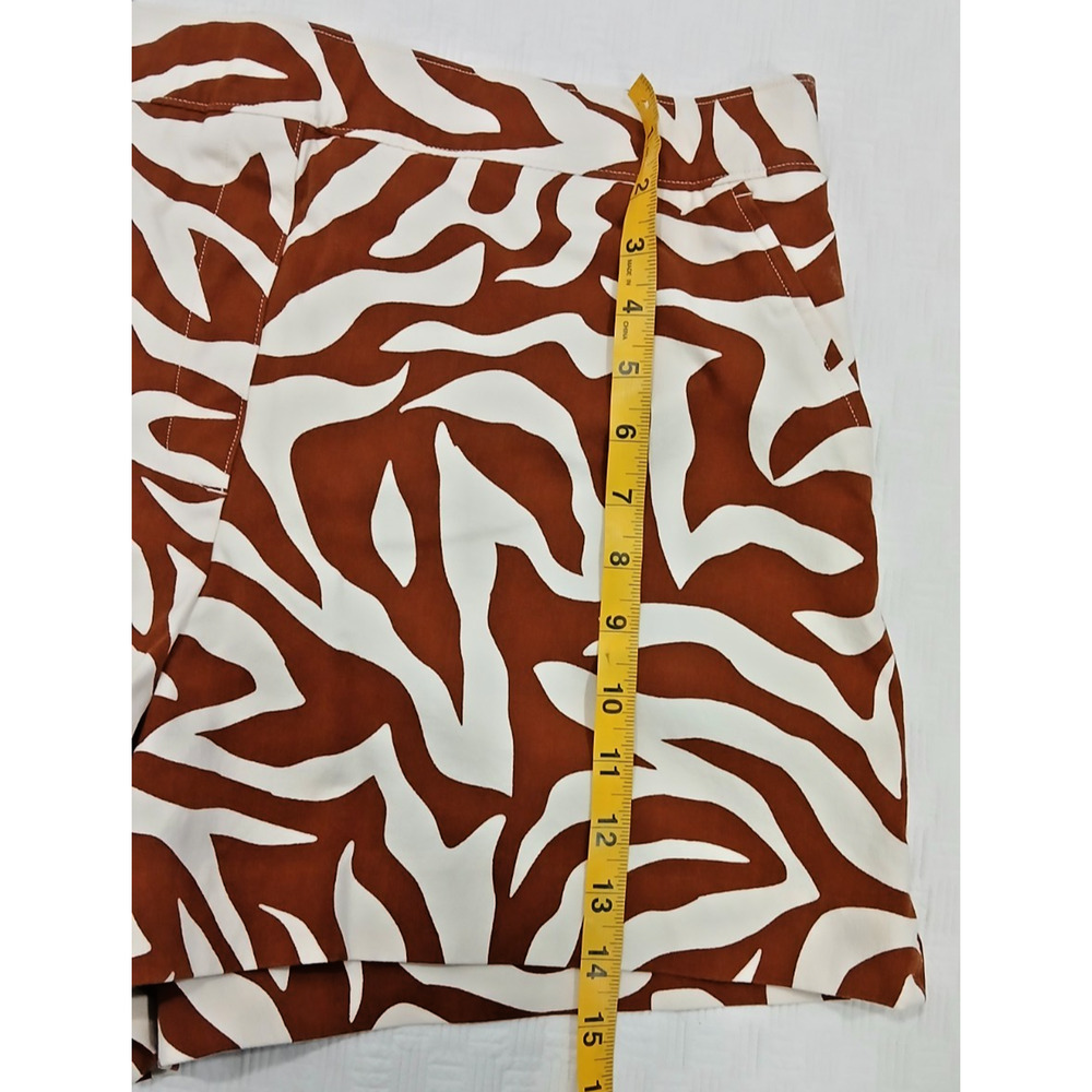 Zebra Print High Rise Shorts Rust Brown White Animal Print Summer Boho XL - Picture 6 of 10